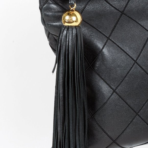 Chanel Vintage Chain Tassel Black Lambskin Crossbody Bag - Picture 8 of 12